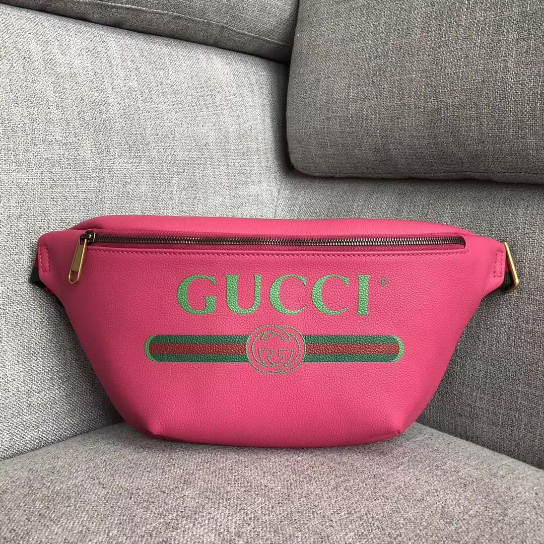 [GUCCI] 19SS 구찌 빈티지 로고 프린트 크로스 백 핑크 남녀공용