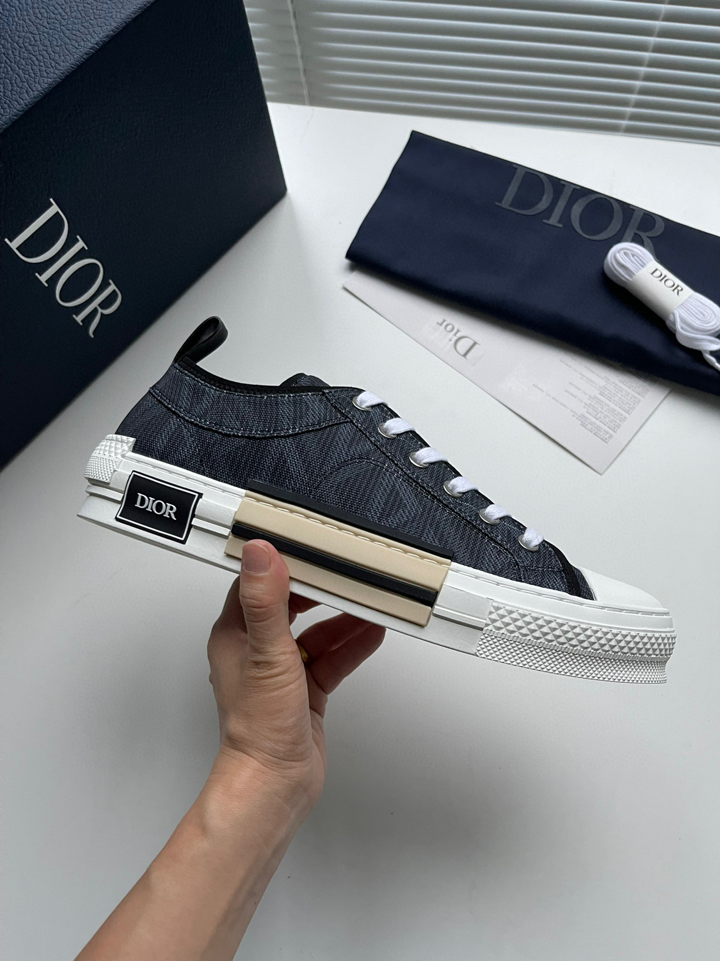 [DIOR] 디올 B23  CD 다이아몬드 캔버스 로우 남녀공용