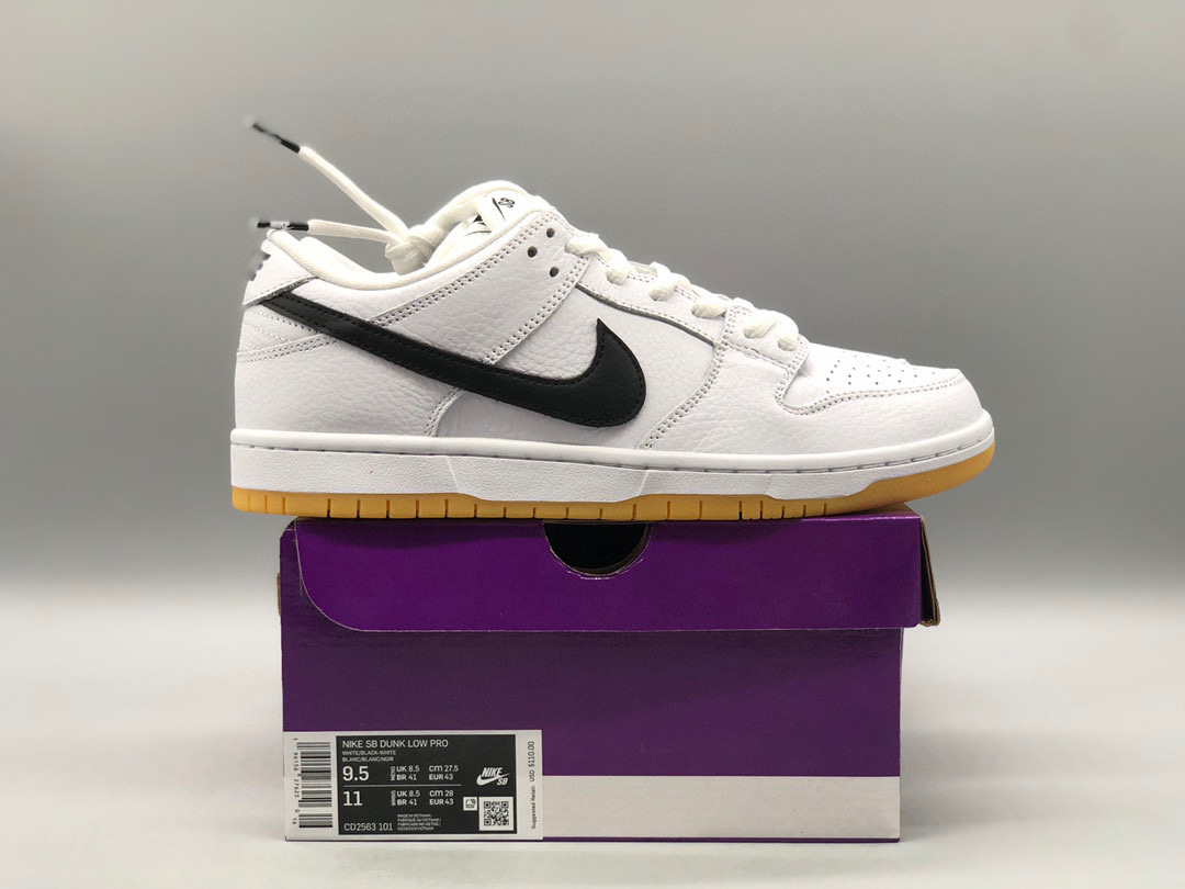 [NIKE] 나이키 SB 덩크 로우 프로 화이트 검 CD2563-101 남녀공용