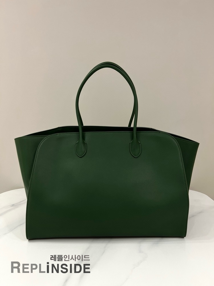 레플리카 명품 [The Row] 더로우 MARLO 말로백 17 그린 레더 토트백 남녀공용 - 옆면 실사