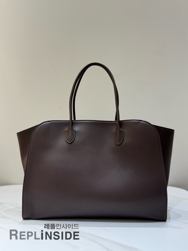 레플리카 명품 [The Row] 더로우 MARLO 말로백 17 딥브라운 레더 토트백 남녀공용 - 앞면 실사
