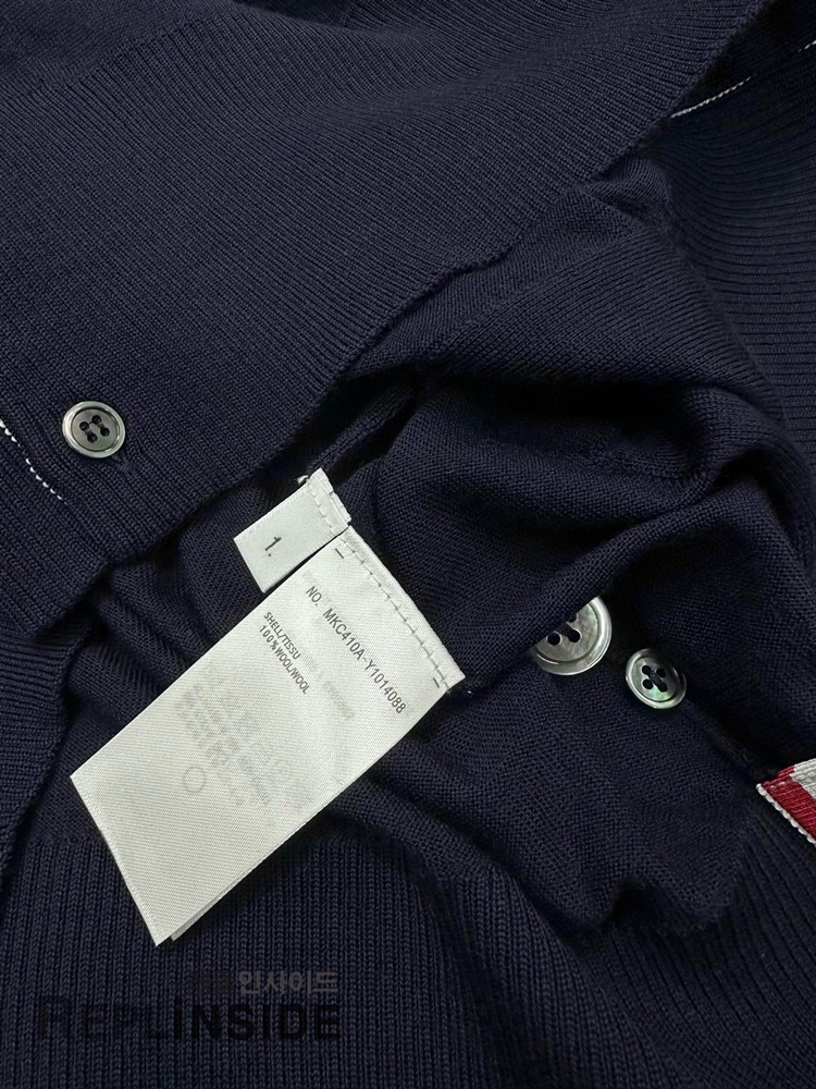 레플리카 명품 [Thom Browne] 톰브라운 블랙 울 V넥 가디건 남녀공용 - 박스 실사