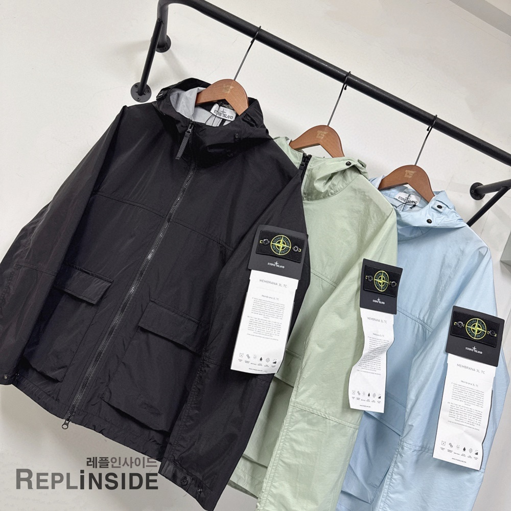레플리카 명품 [STONE ISLAND] 스톤아일랜드 메탈 나일론 바람막이 후드 자켓 3컬러 남성용 - 옆면 실사