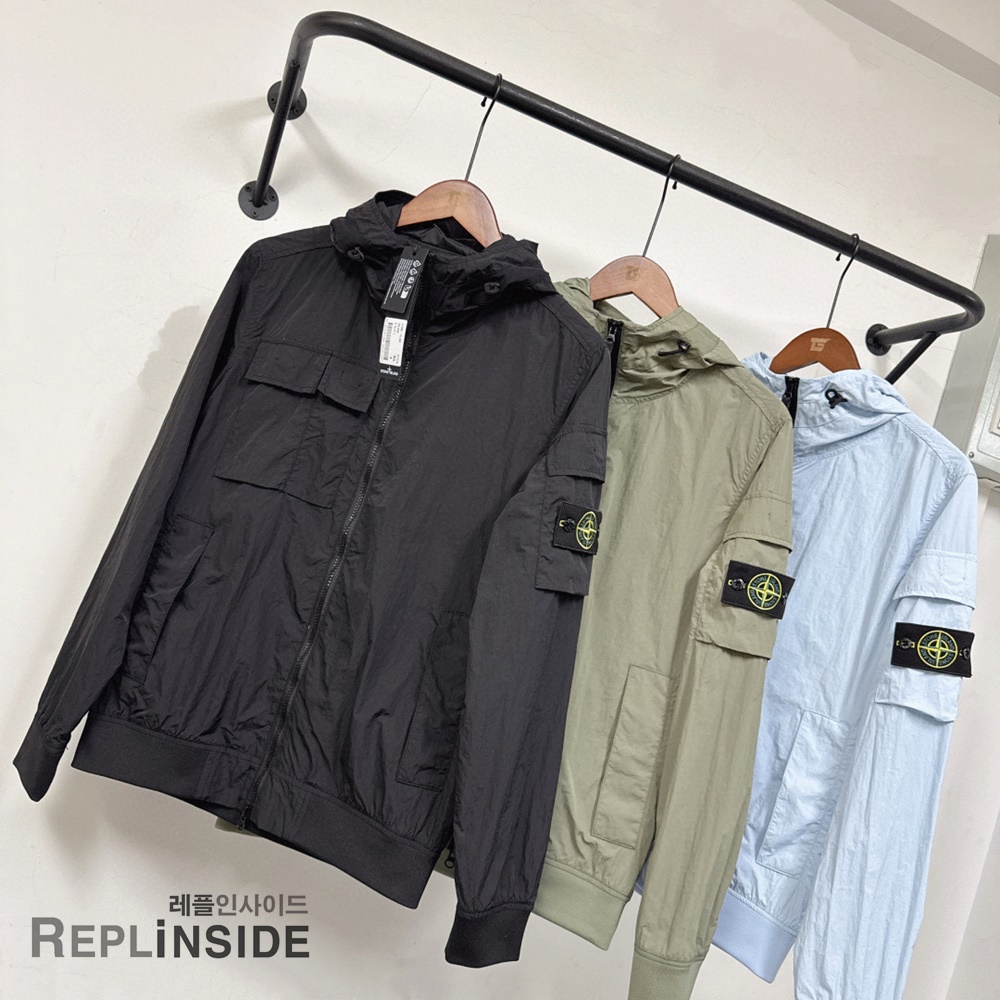 레플리카 명품 [STONE ISLAND] 스톤아일랜드 메탈 나일론 바람막이 후드 자켓 02 3컬러 남성용 - 디테일 실사