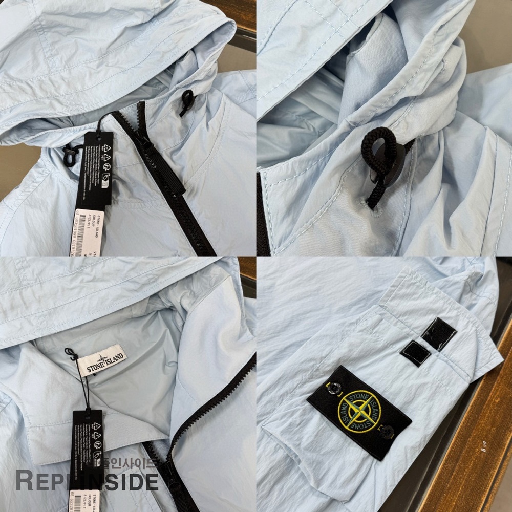 레플리카 명품 [STONE ISLAND] 스톤아일랜드 메탈 나일론 바람막이 후드 자켓 02 3컬러 남성용 - 비교 실사