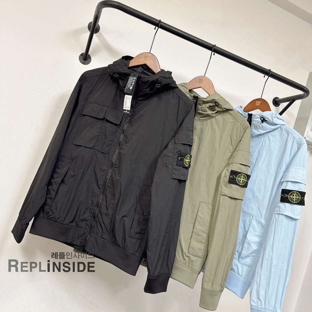 레플리카 명품 [STONE ISLAND] 스톤아일랜드 메탈 나일론 바람막이 후드 자켓 02 3컬러 남성용 - 옆면 실사