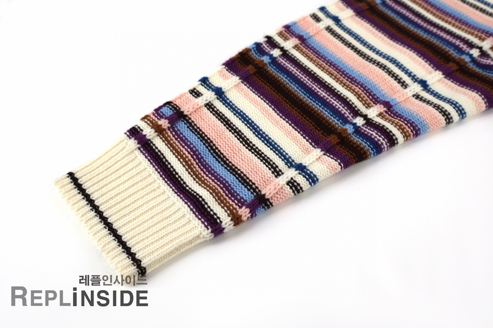 레플리카 명품 [LOUIS VUITTON] 루이비통 스트라이프드 케이블 니트 트랙 톱 남녀공용 - 택 실사