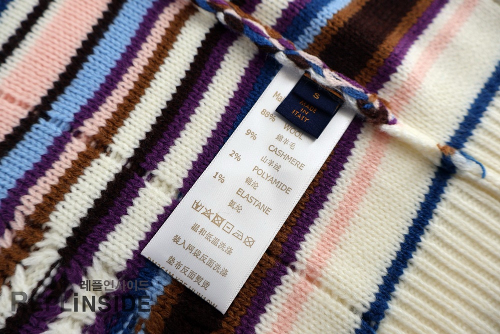 레플리카 명품 [LOUIS VUITTON] 루이비통 스트라이프드 케이블 니트 트랙 톱 남녀공용 - 전체 실사