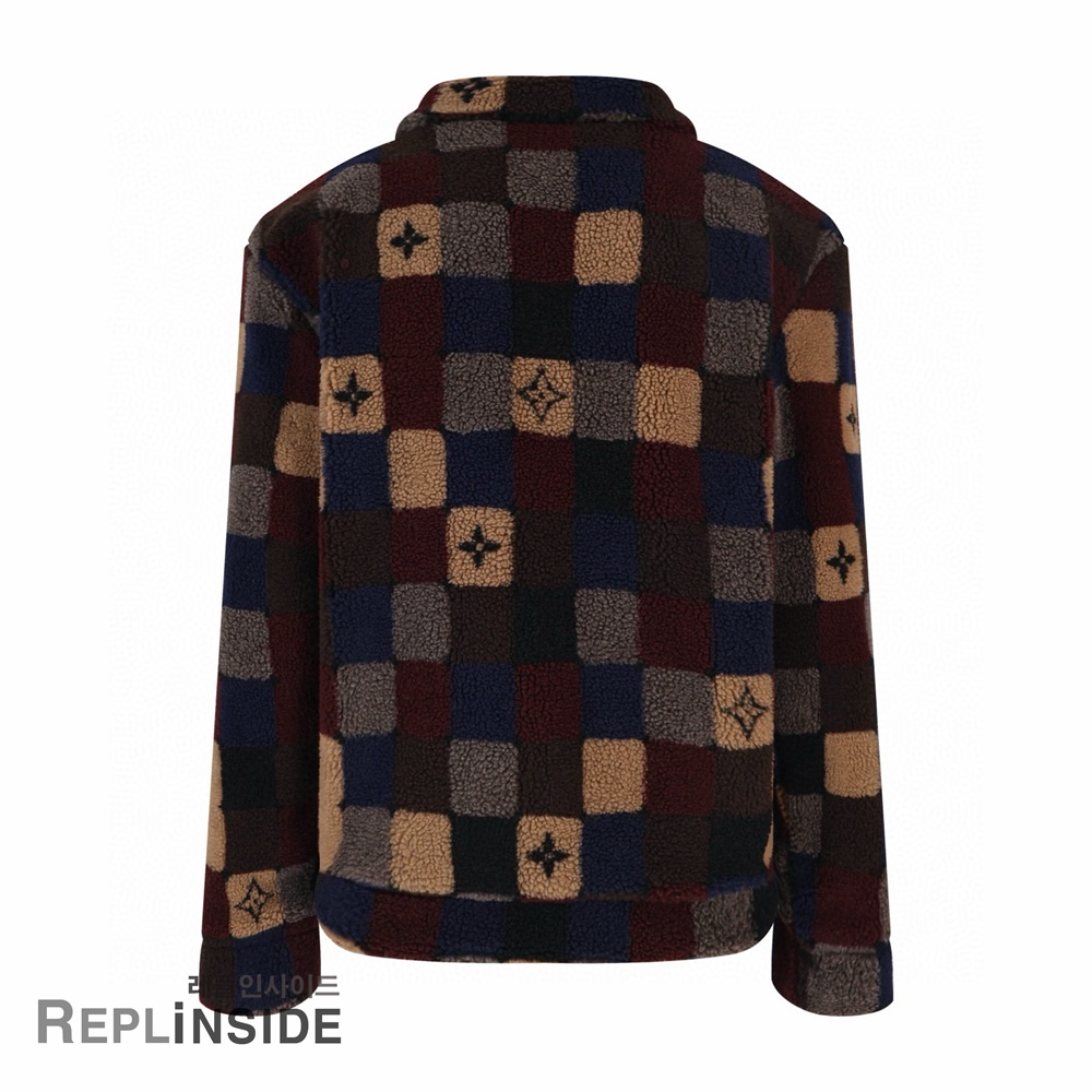 레플리카 명품 [LOUIS VUITTON] 루이비통 체크 다미에 플리스 집업 블루종 자켓 후리스 남성용 - 옆면 실사