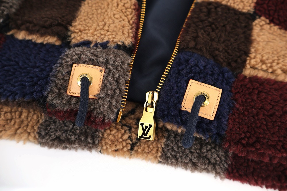 레플리카 명품 [LOUIS VUITTON] 루이비통 체크 다미에 플리스 집업 블루종 자켓 후리스 남성용 - 로고 실사