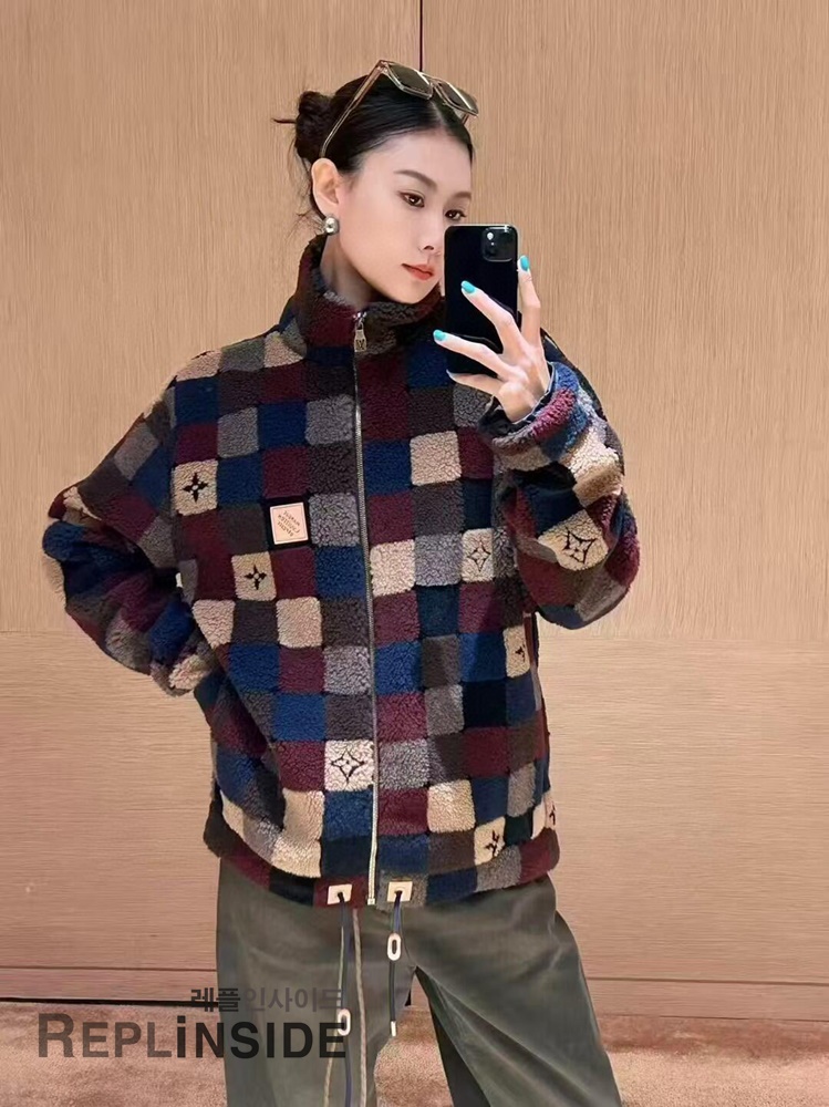 레플리카 명품 [LOUIS VUITTON] 루이비통 체크 다미에 플리스 집업 블루종 자켓 후리스 남성용 - 상세 이미지 실사 26