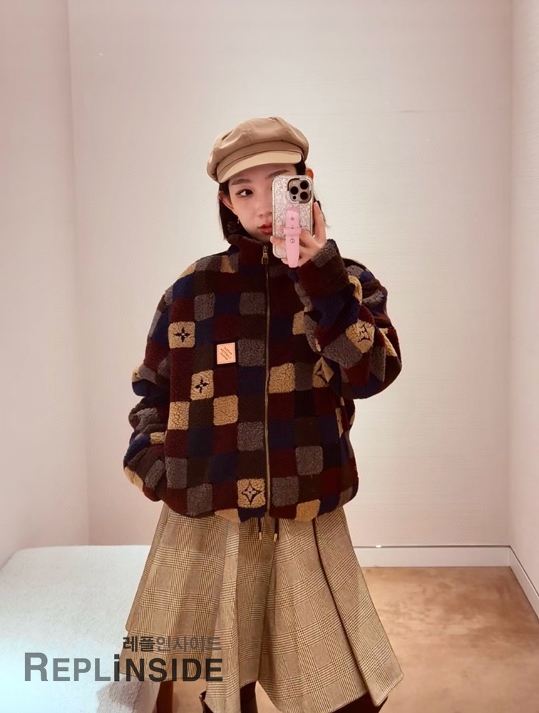 레플리카 명품 [LOUIS VUITTON] 루이비통 체크 다미에 플리스 집업 블루종 자켓 후리스 남성용 - 상세 이미지 실사 33