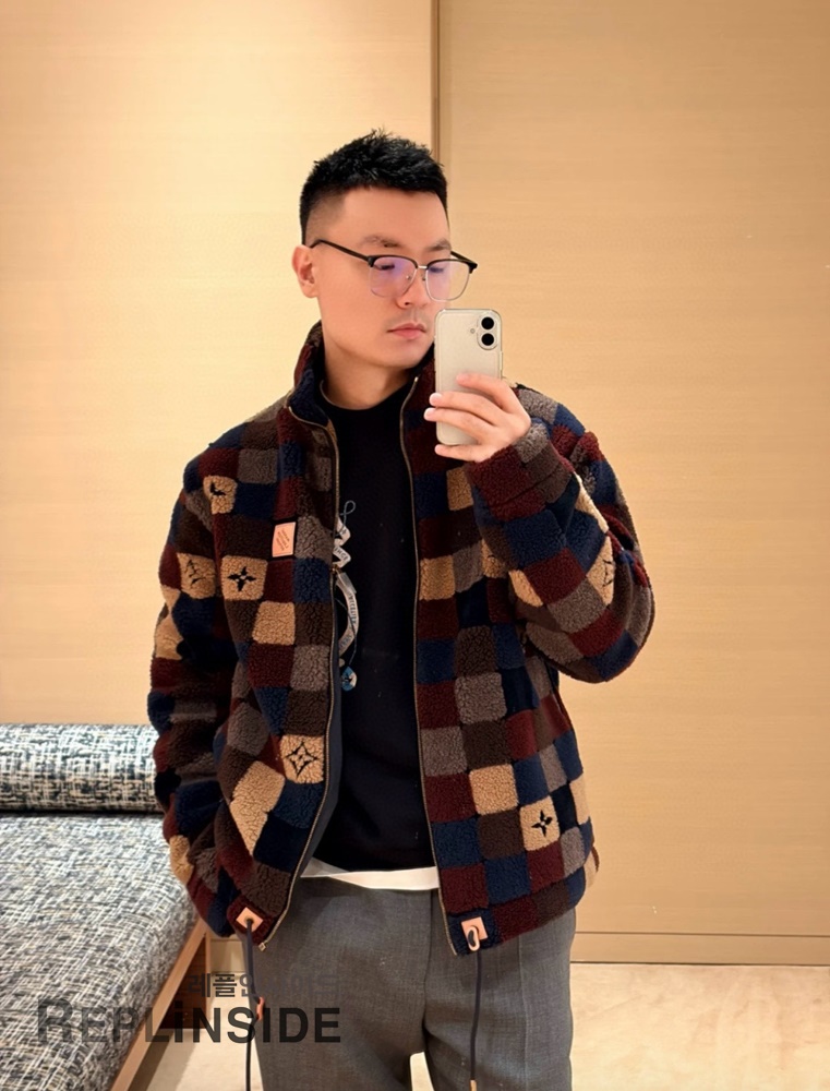 레플리카 명품 [LOUIS VUITTON] 루이비통 체크 다미에 플리스 집업 블루종 자켓 후리스 남성용 - 상세 이미지 실사 47