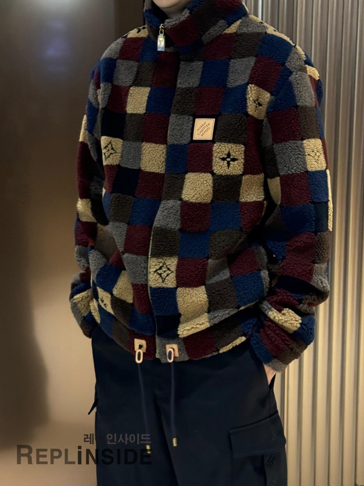 레플리카 명품 [LOUIS VUITTON] 루이비통 체크 다미에 플리스 집업 블루종 자켓 후리스 남성용 - 상세 이미지 실사 54