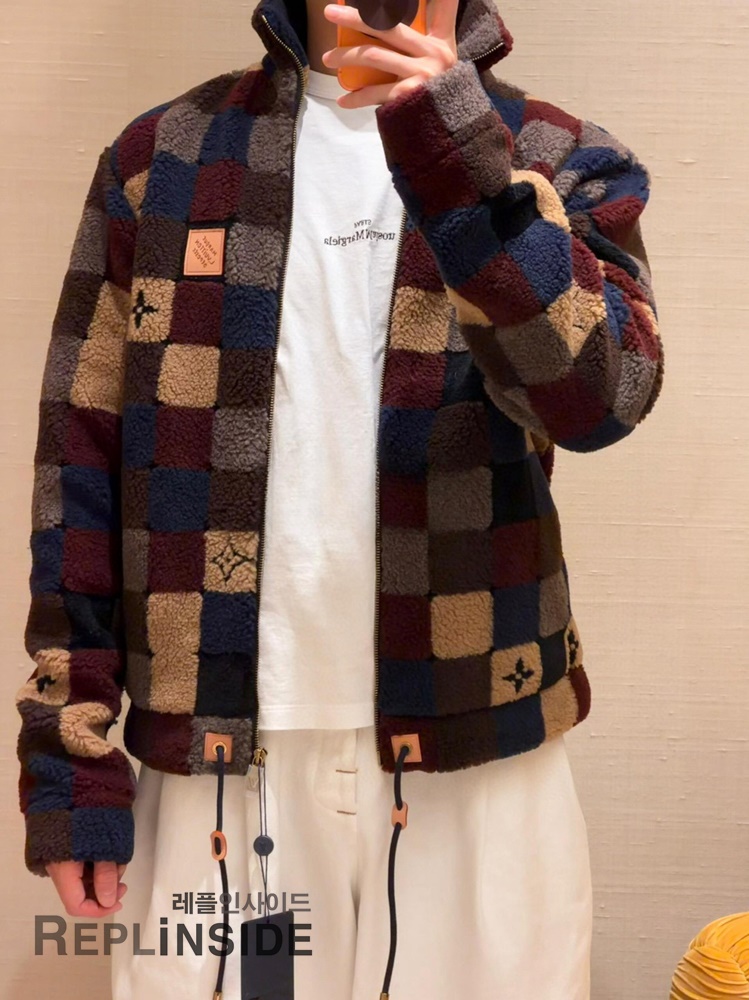 레플리카 명품 [LOUIS VUITTON] 루이비통 체크 다미에 플리스 집업 블루종 자켓 후리스 남성용 - 상세 이미지 실사 56