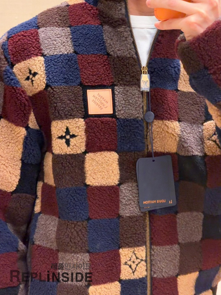 레플리카 명품 [LOUIS VUITTON] 루이비통 체크 다미에 플리스 집업 블루종 자켓 후리스 남성용 - 상세 이미지 실사 58