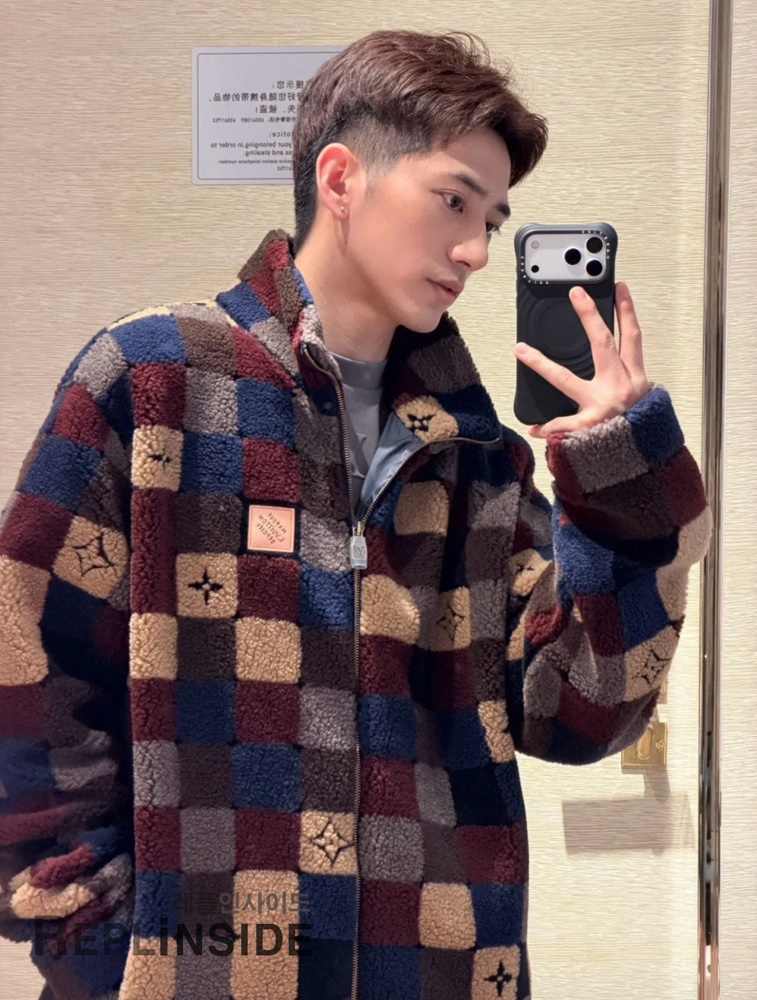 레플리카 명품 [LOUIS VUITTON] 루이비통 체크 다미에 플리스 집업 블루종 자켓 후리스 남성용 - 상세 이미지 실사 59