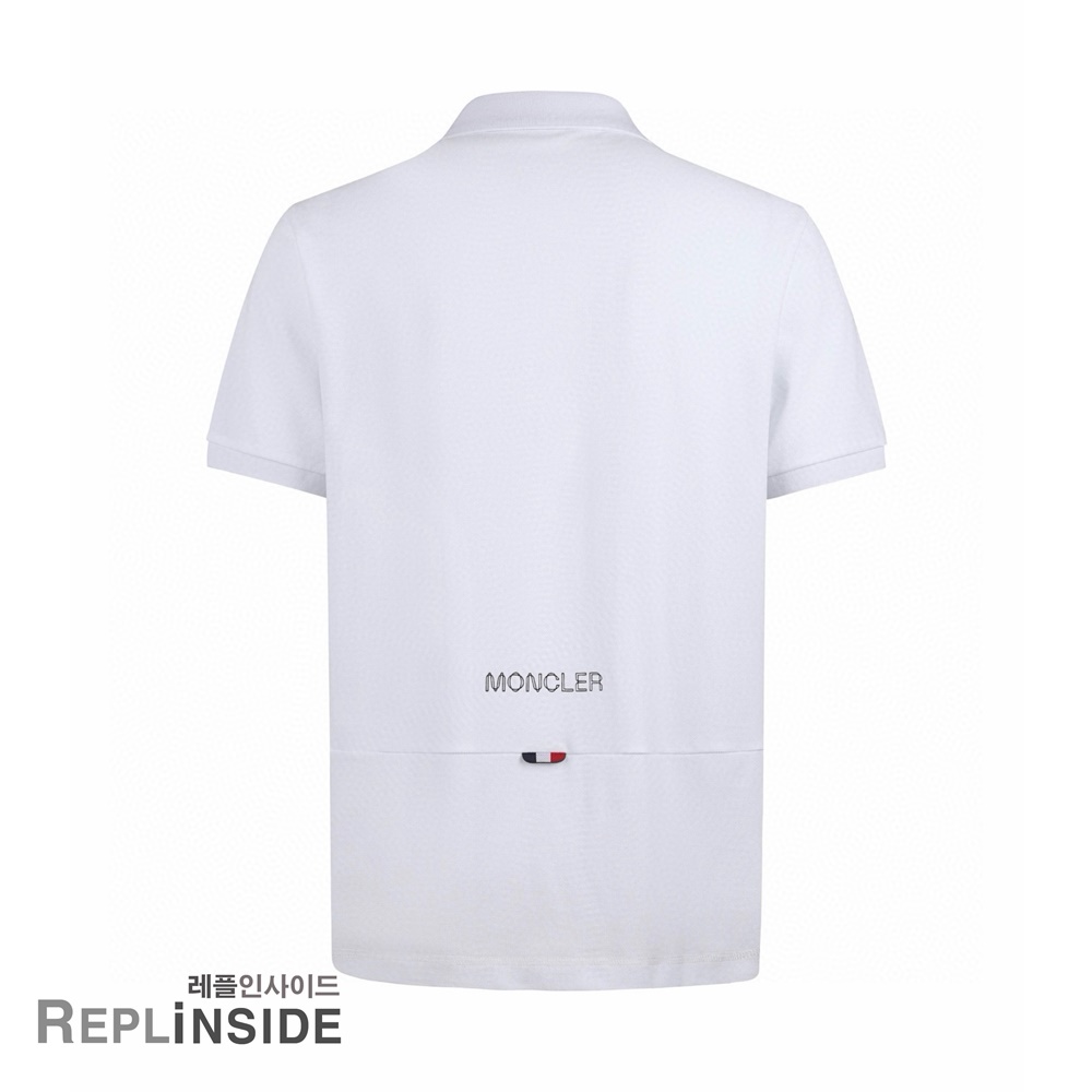 레플리카 명품 [MONCLER] 몽클레어 블랙 패치 피케 폴로셔츠 화이트/블랙 2컬러 남녀공용 - 옆면 실사