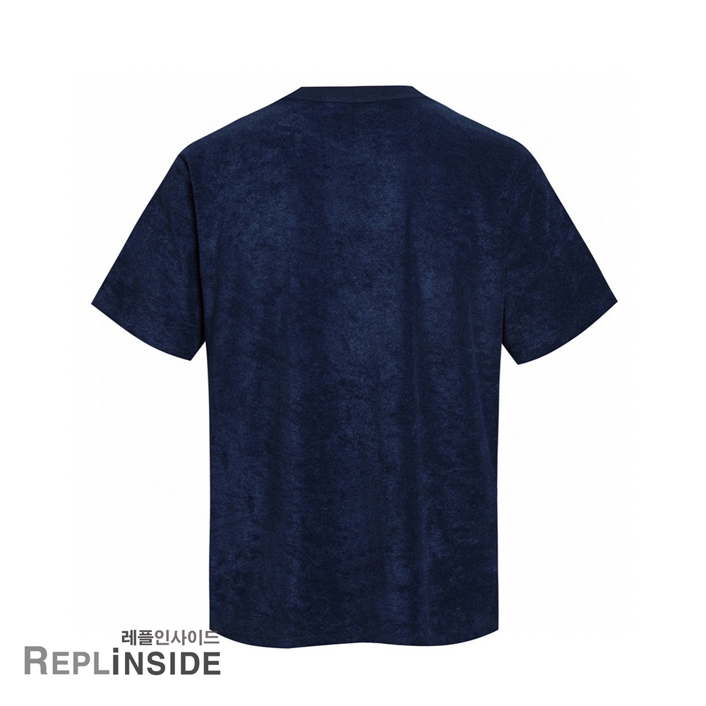 레플리카 명품 [DIOR] 디올 자수 디테일 테리 코튼 남성 반팔티셔츠 블루/화이트 2컬러 남녀공용 - 옆면 실사