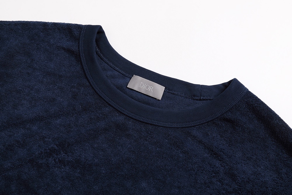 레플리카 명품 [DIOR] 디올 자수 디테일 테리 코튼 남성 반팔티셔츠 블루/화이트 2컬러 남녀공용 - 뒷면 실사