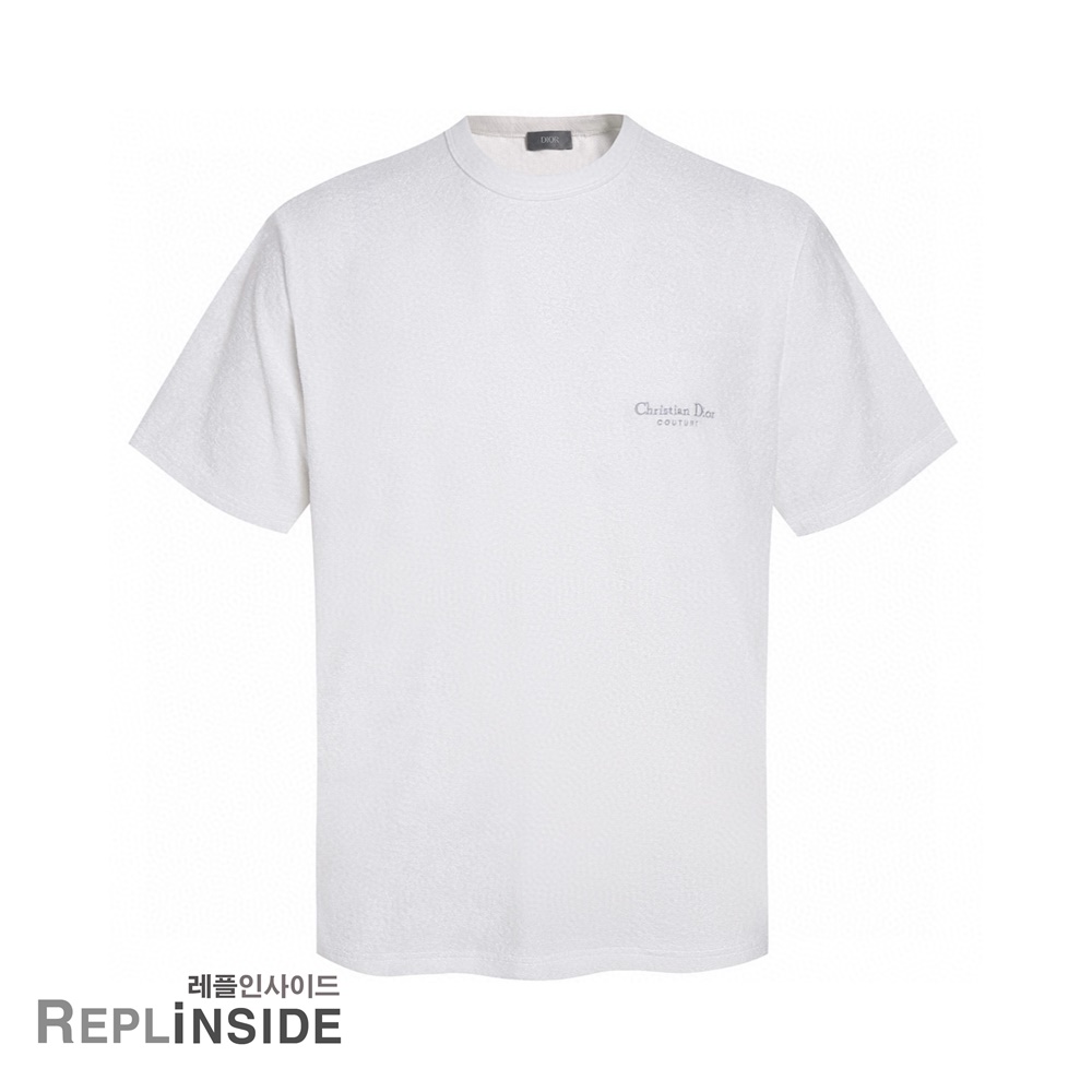 레플리카 명품 [DIOR] 디올 자수 디테일 테리 코튼 남성 반팔티셔츠 블루/화이트 2컬러 남녀공용 - 착용샷 실사