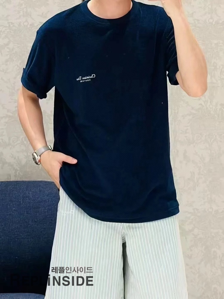레플리카 명품 [DIOR] 디올 자수 디테일 테리 코튼 남성 반팔티셔츠 블루/화이트 2컬러 남녀공용 - 상세 이미지 실사 30