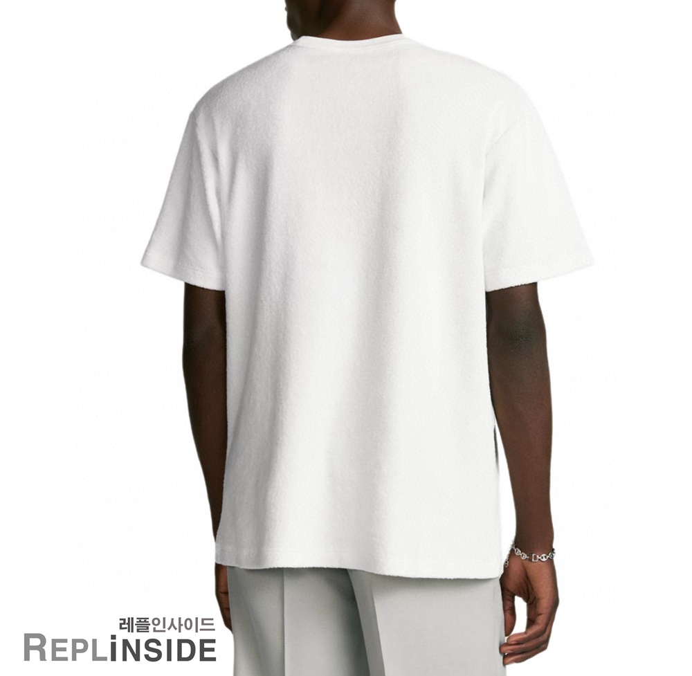 레플리카 명품 [DIOR] 디올 자수 디테일 테리 코튼 남성 반팔티셔츠 블루/화이트 2컬러 남녀공용 - 상세 이미지 실사 33