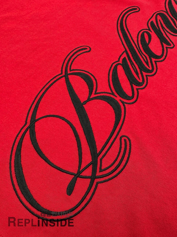 레플리카 명품 [BALENCIAGA] 발렌시아가 레드 반팔 티셔츠 남성용 - 로고 실사