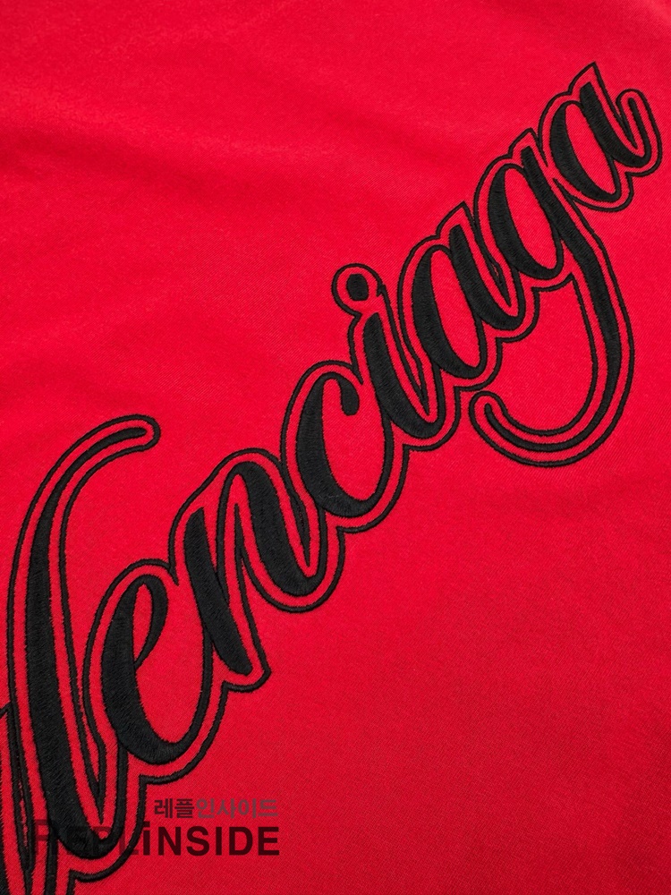 레플리카 명품 [BALENCIAGA] 발렌시아가 레드 반팔 티셔츠 남성용 - 인솔 실사