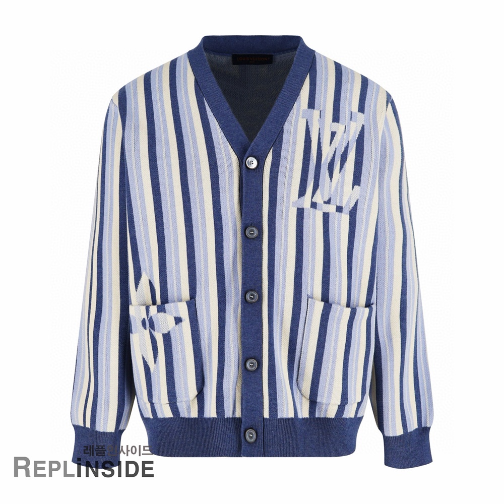 레플리카 명품 [LOUIS VUITTON] 루이비통 스트라이프드 자카드 가디건 남녀공용 - 앞면 실사