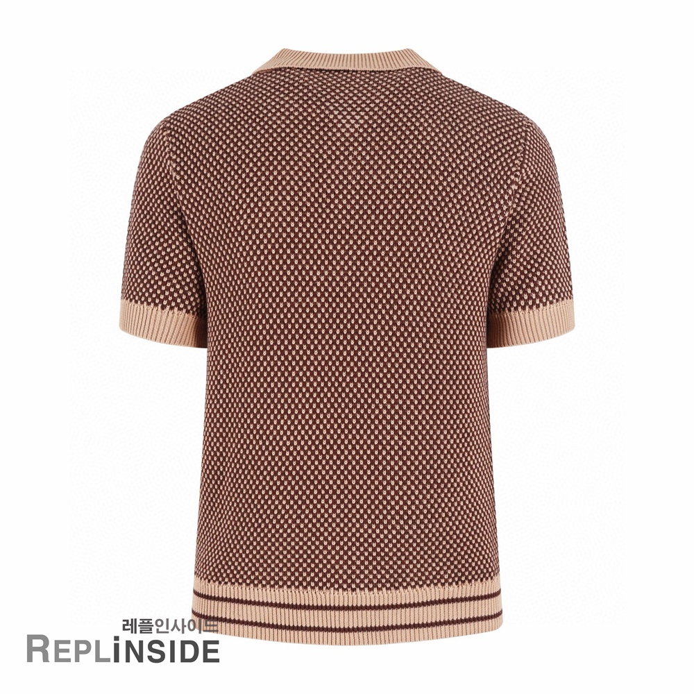 레플리카 명품 [LOUIS VUITTON] 루이비통 시그니처 쇼트 슬리브 니트 매쉬 폴로 티셔츠 남녀공용 - 옆면 실사