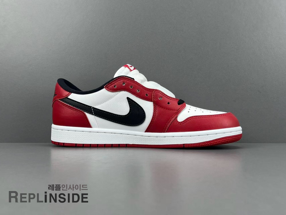 에어조던1 레트로 로우 OG 시카고 2025, 레플 스니커즈, 화이트 레드 블랙, 남녀공용 스니커즈, 패션 운동화