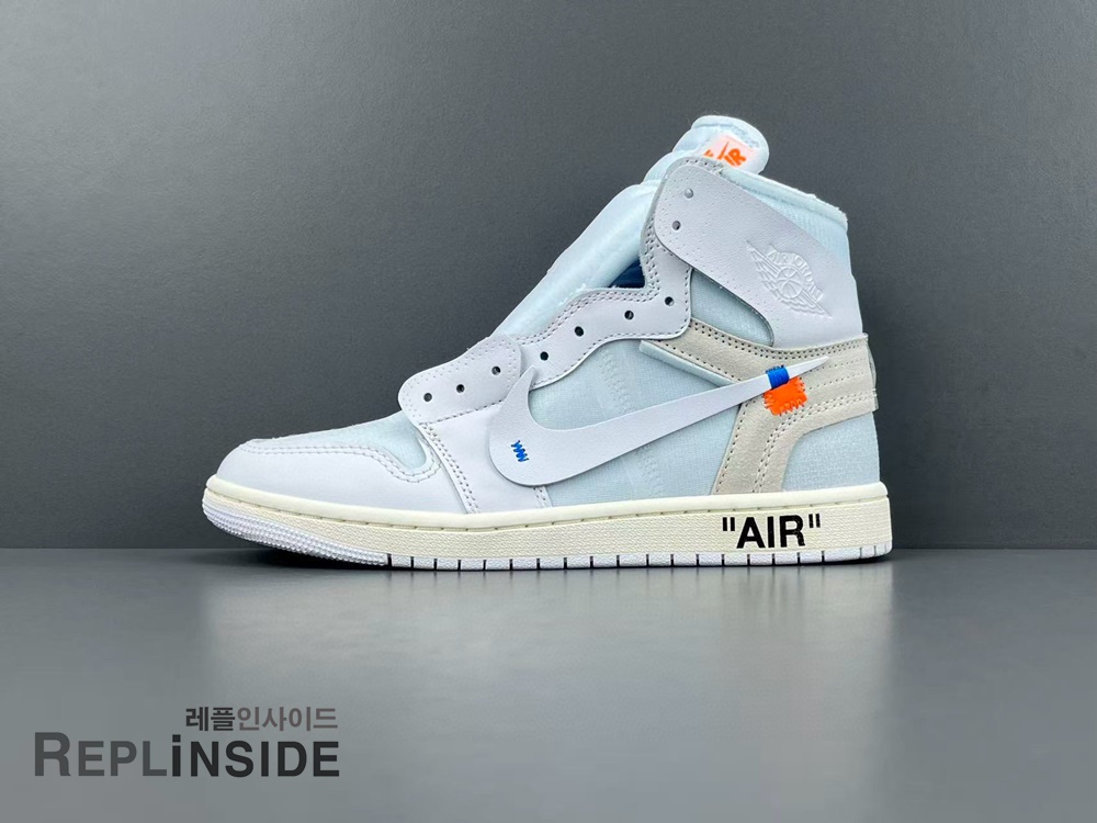 레플리카 명품 [AIR JORDAN] 오프화이트 X 에어조던1 알래스카 화이트 AA3834-100 남녀공용 (OG공장) - 앞면 실사