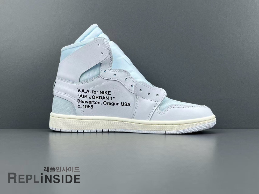 레플리카 명품 [AIR JORDAN] 오프화이트 X 에어조던1 알래스카 화이트 AA3834-100 남녀공용 (OG공장) - 옆면 실사