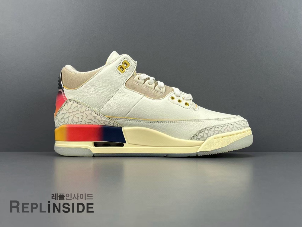 제이 발빈 x 에어조던3 메데인 선셋 FN0344-901 측면, 제이발빈, 에어조던3, 메데인선셋, 레플리카 운동화, 실물컷