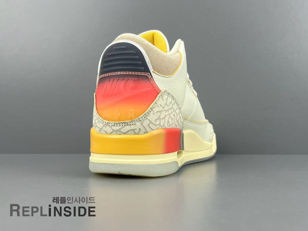 제이 발빈 x 에어조던3 메데인 선셋 FN0344-901 신발끈 디테일, 제이발빈, 에어조던3, 메데인선셋, 레플리카스니커즈, 고퀄리티 스니커즈