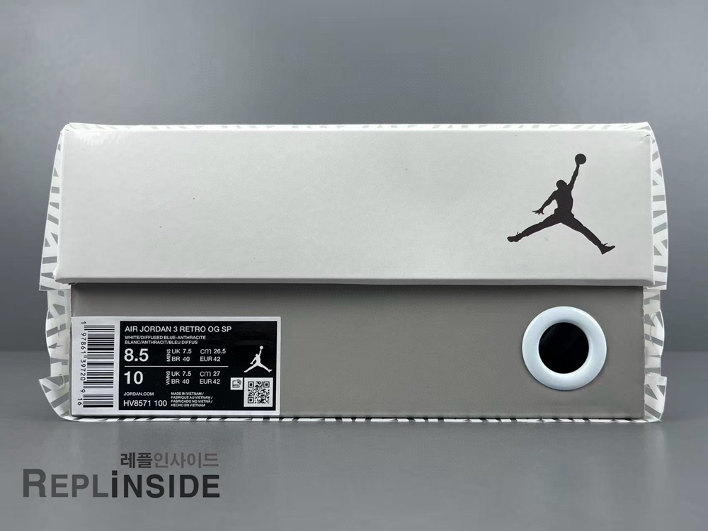 아 마 마니에르 x 나이키 에어조던3 OG SP 디퓨즈드 블루 HV8571-100 측면컷, 아마마니에르, 나이키, 에어조던3, OG, 디퓨즈드블루, 레플리카스니커즈, 실물 리뷰