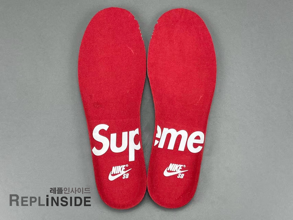 나이키 x 슈프림 SB 덩크 로우 오션 포그 HQ8487-400 측면 디테일, 나이키 SB, 슈프림, 덩크로우, 레플리카스니커즈, 스트릿 패션