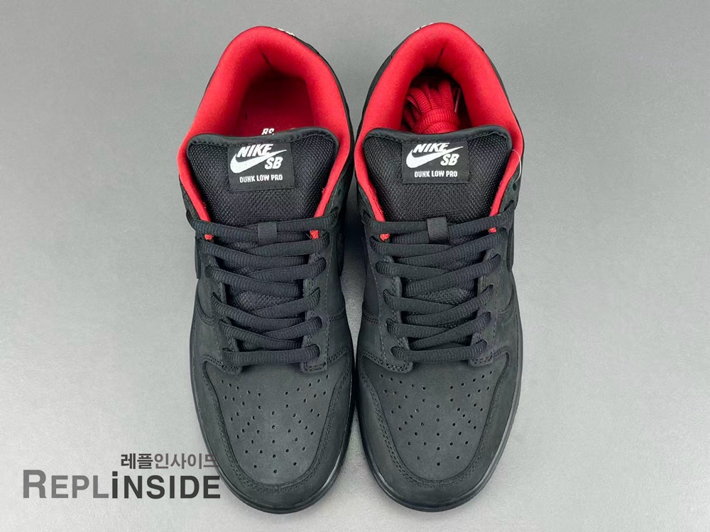 나이키 x 슈프림 SB 덩크 로우 블랙 HQ8487-001 밑창 디테일, 나이키 SB, 슈프림, 덩크로우, 레플리카운동화, 프리미엄 스니커즈