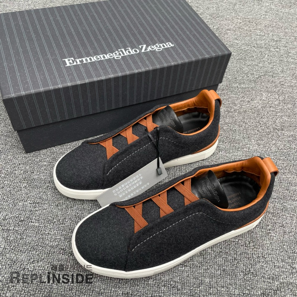 레플리카 명품 [ZEGNA] 제냐 트리플 스티치 스니커즈 남성용 - 앞면 실사