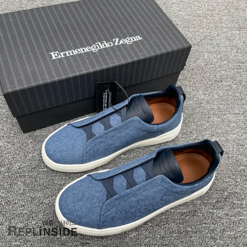 레플리카 명품 [ZEGNA] 제냐 트리플 스티치 스니커즈 남성용 - 앞면 실사