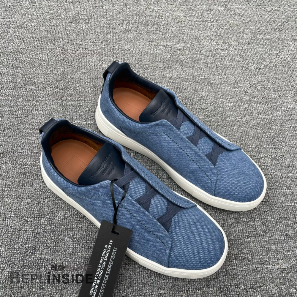 레플리카 명품 [ZEGNA] 제냐 트리플 스티치 스니커즈 남성용 - 뒷면 실사