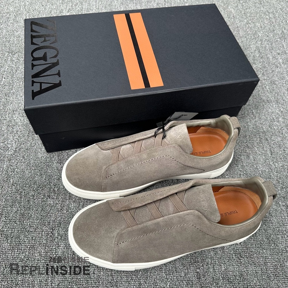 레플리카 명품 [ZEGNA] 제냐 트리플 스티치 스니커즈 남성용 - 앞면 실사