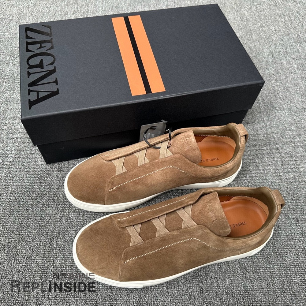 레플리카 명품 [ZEGNA] 제냐 트리플 스티치 스니커즈 남성용 - 앞면 실사