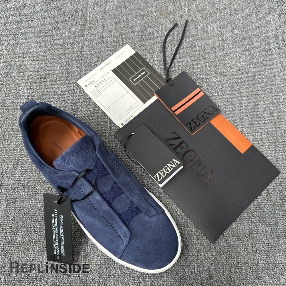 레플리카 명품 [ZEGNA] 제냐 트리플 스티치 스니커즈 남성용 - 뒷면 실사