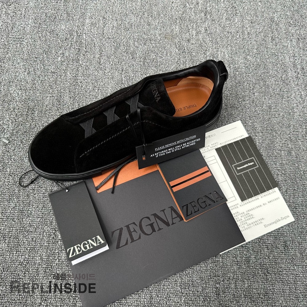 레플리카 명품 [ZEGNA] 제냐 트리플 스티치 스니커즈 남성용 - 뒷면 실사
